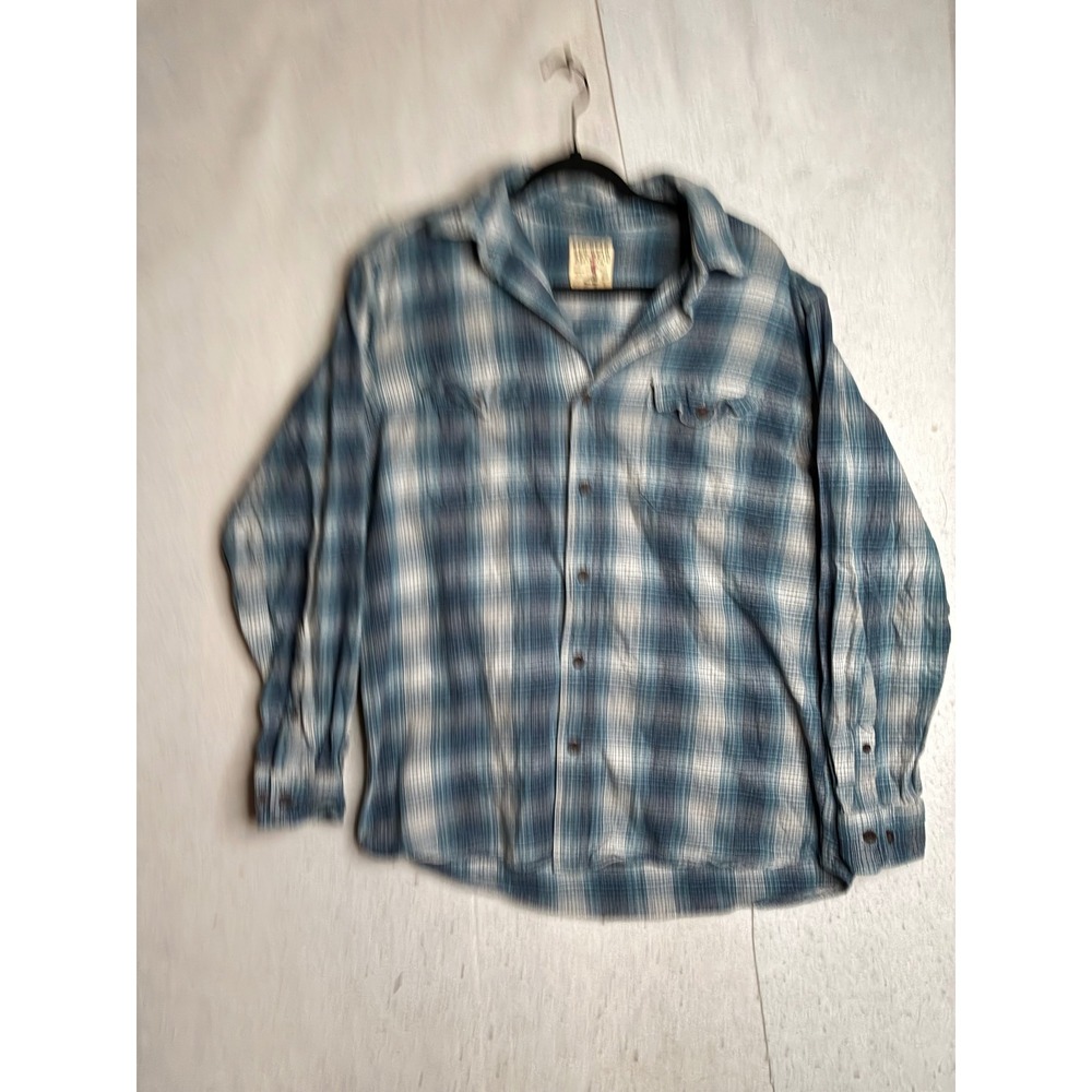 Redhead Brand Co Mens Large Blue Plaid Flannel Button Down Shirt 100% Cotton